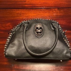 Black Dome shaped studded skull Purse